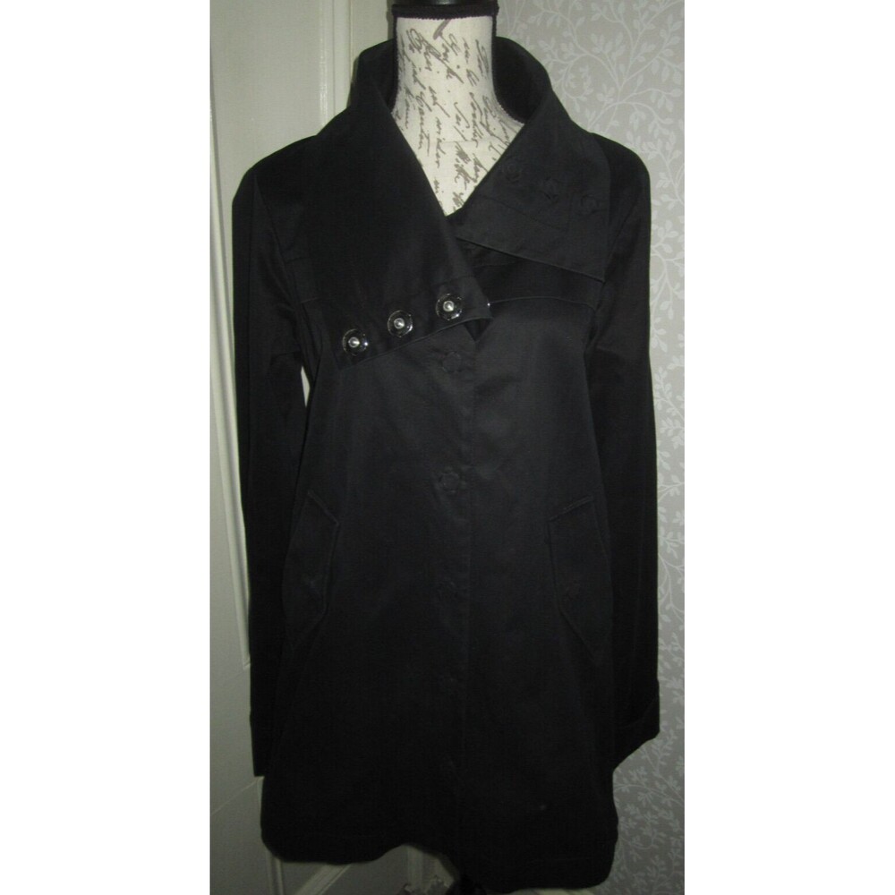 Emporio Armani black cotton funnel collar rain jacket, ladies' size 4